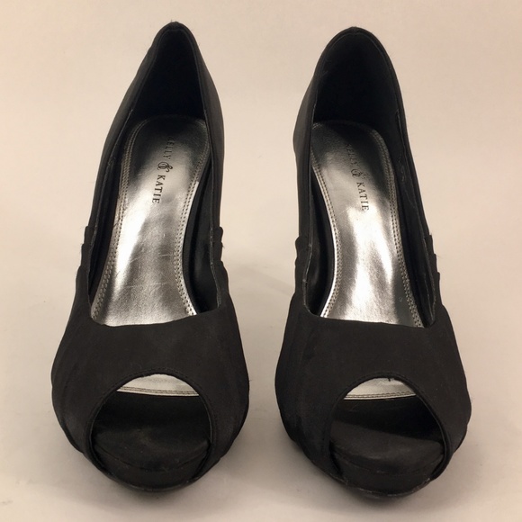 KELLY & KATIE Black Peep-toe Platform Pumps Size 8 - Picture 2 of 6